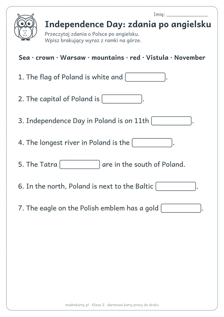 Podgląd karty: Independence Day: zdania po angielsku