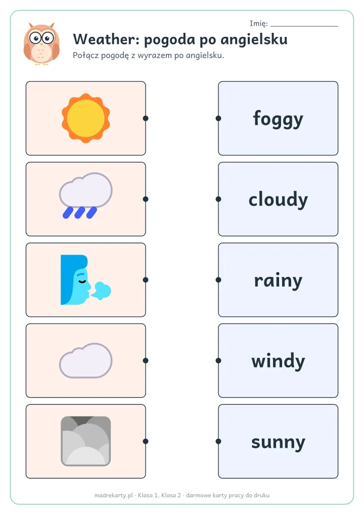 Podgląd karty: Weather: pogoda po angielsku