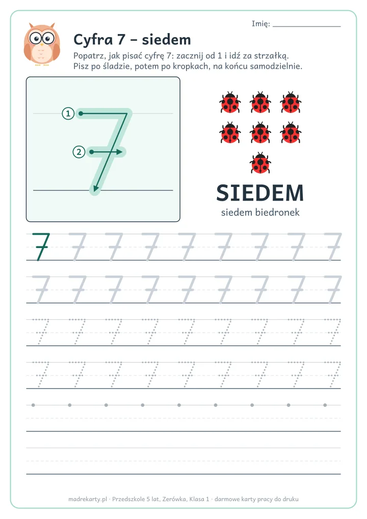 Podgląd karty: Cyfra 7 – siedem