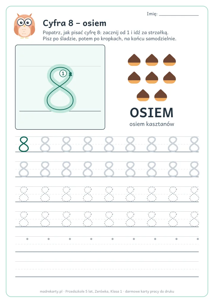 Podgląd karty: Cyfra 8 – osiem