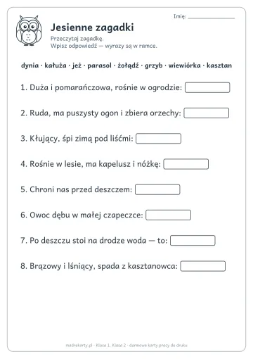 Karta pracy: Jesienne zagadki