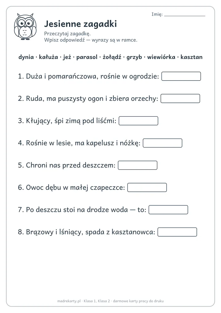 Podgląd karty: Jesienne zagadki