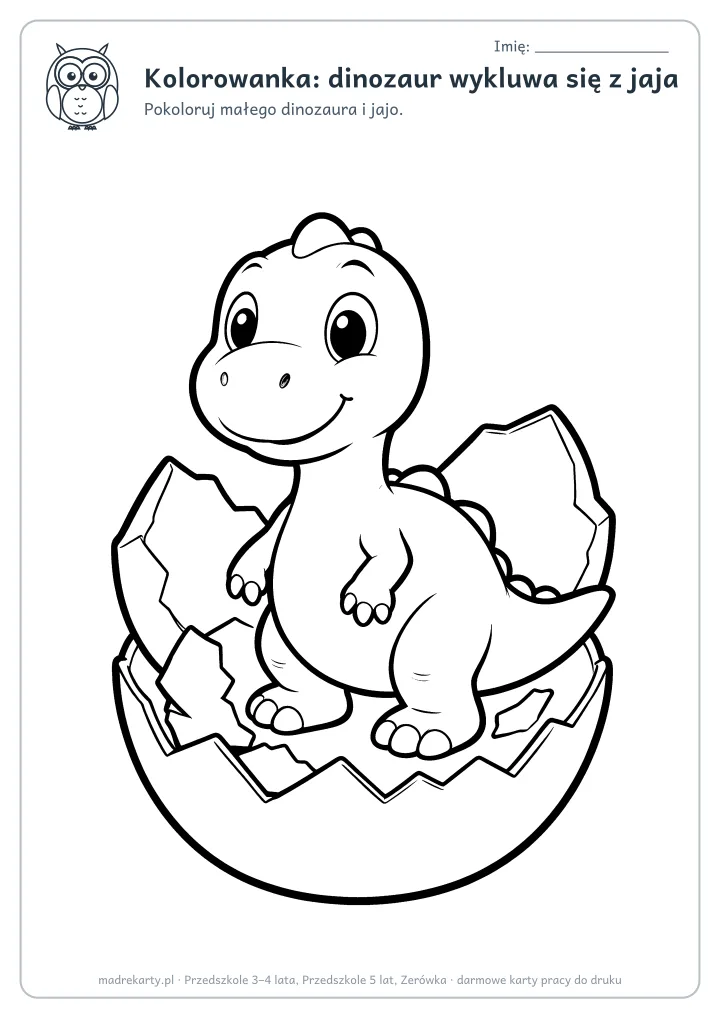 Podgląd karty: Kolorowanka: dinozaur wykluwa się z jaja