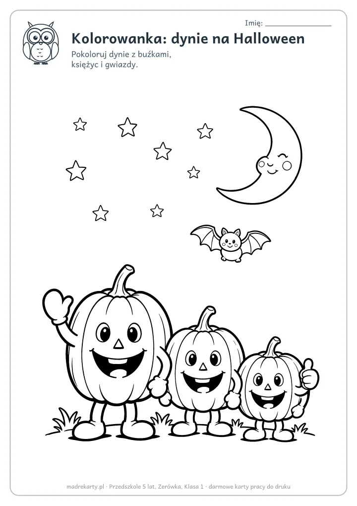 Karta pracy: Kolorowanka: dynie na Halloween