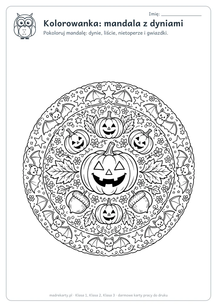 Podgląd karty: Kolorowanka: mandala z dyniami
