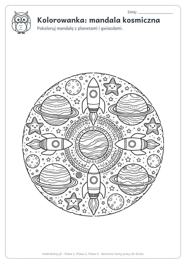 Podgląd karty: Kolorowanka: mandala kosmiczna