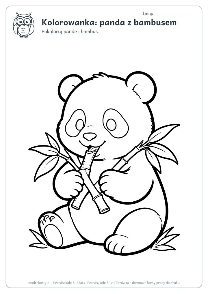 Podgląd karty: Kolorowanka: panda z bambusem