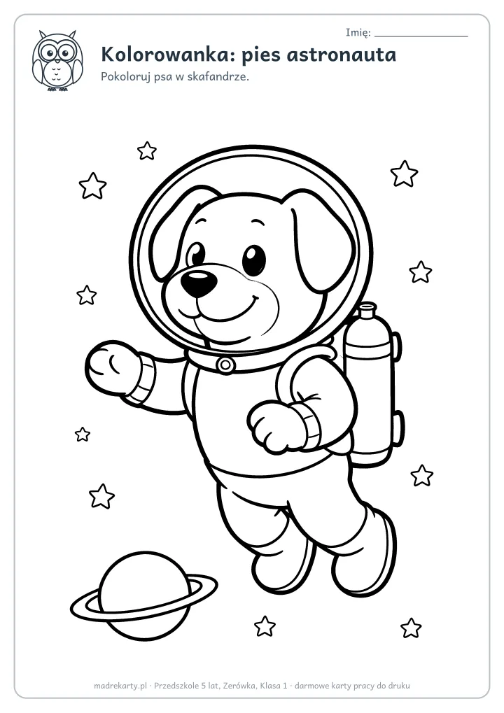 Podgląd karty: Kolorowanka: pies astronauta