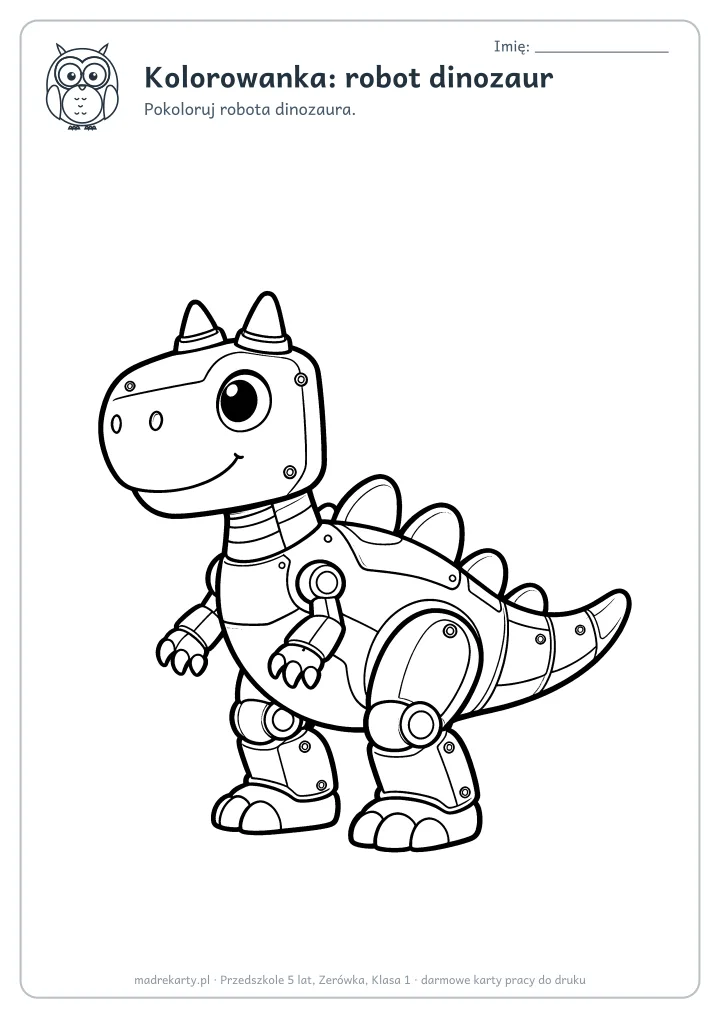 Podgląd karty: Kolorowanka: robot dinozaur
