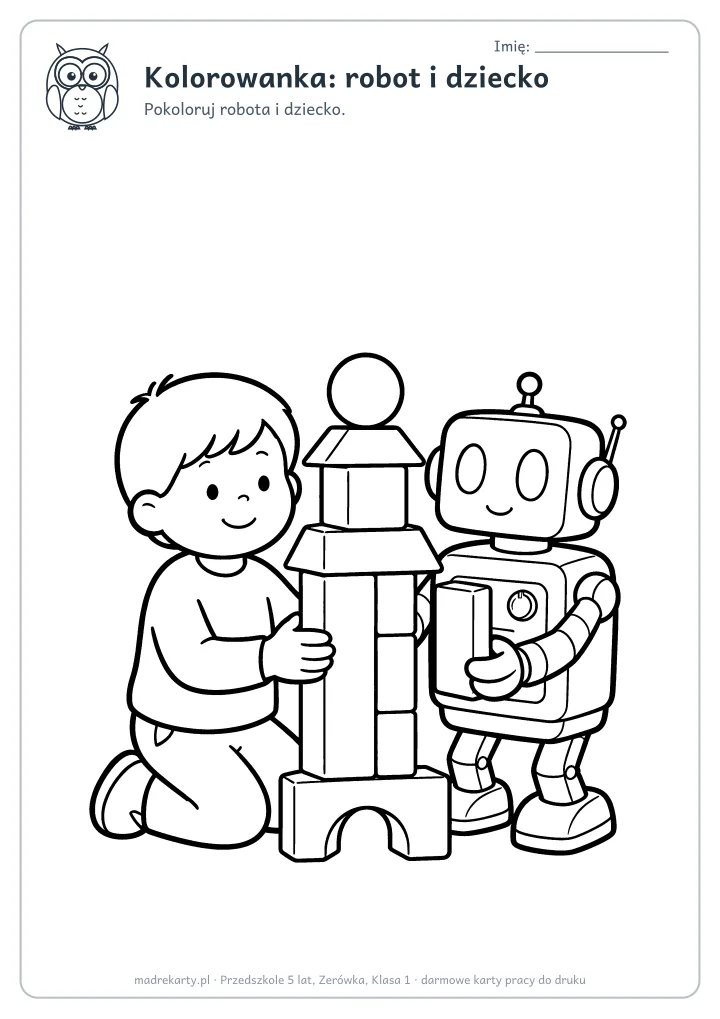 Podgląd karty: Kolorowanka: robot i dziecko
