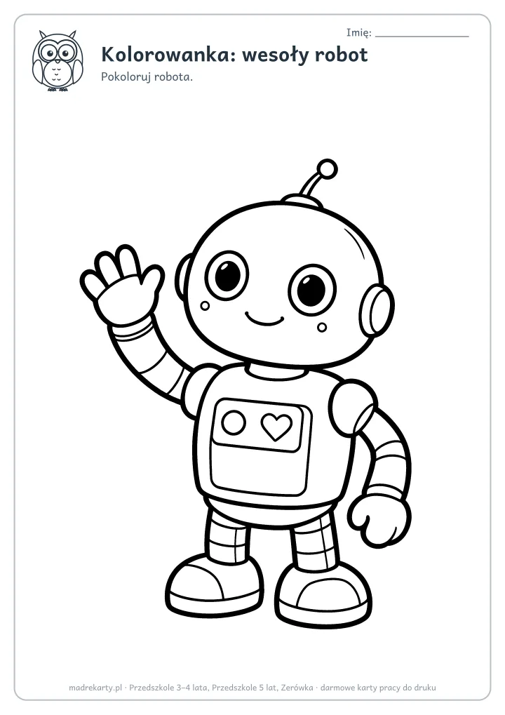 Podgląd karty: Kolorowanka: wesoły robot