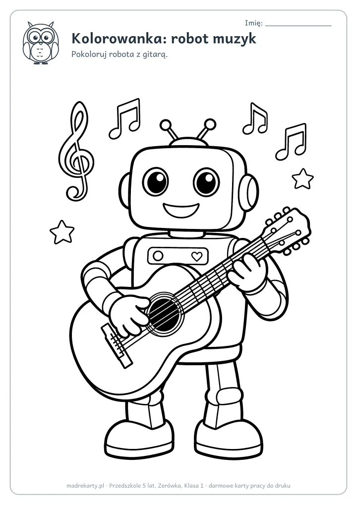 Podgląd karty: Kolorowanka: robot muzyk