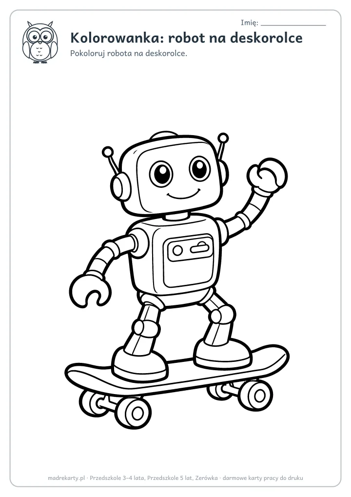 Podgląd karty: Kolorowanka: robot na deskorolce