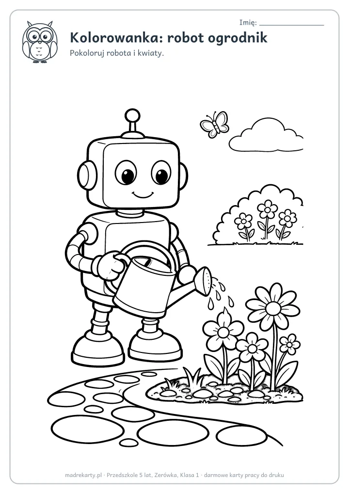 Podgląd karty: Kolorowanka: robot ogrodnik