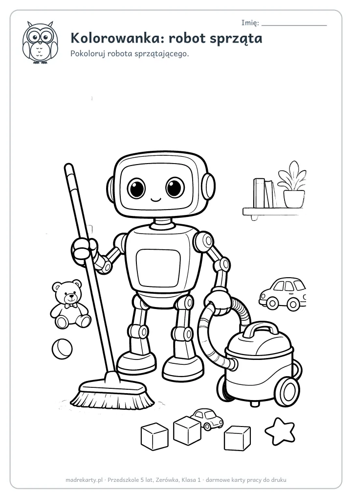 Podgląd karty: Kolorowanka: robot sprząta