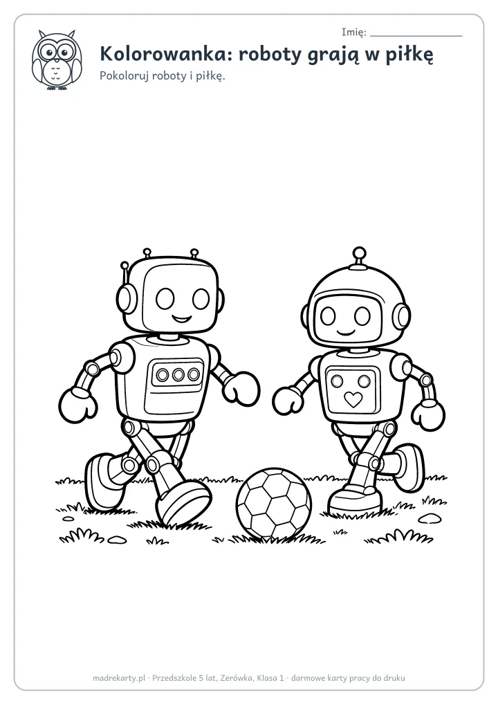 Podgląd karty: Kolorowanka: roboty grają w piłkę