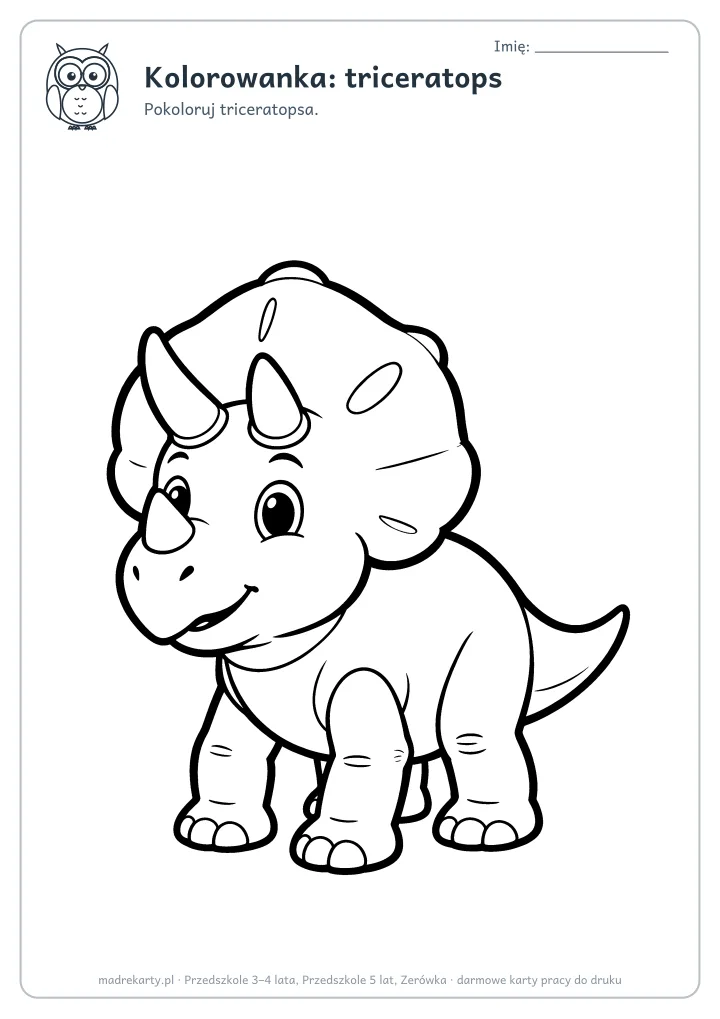 Podgląd karty: Kolorowanka: triceratops