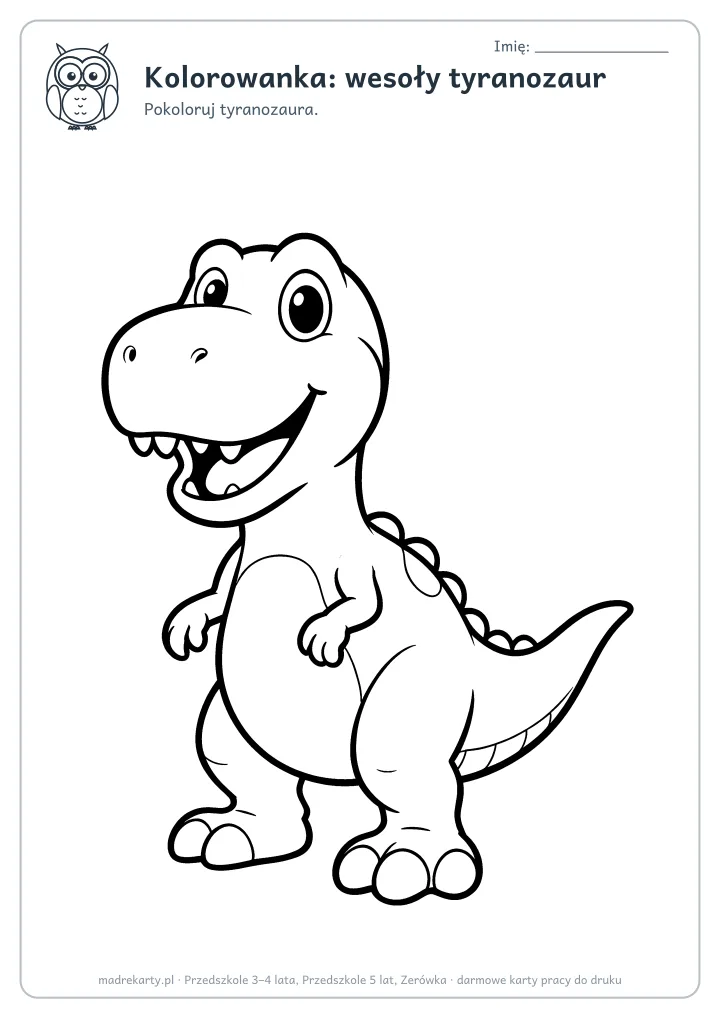 Podgląd karty: Kolorowanka: wesoły tyranozaur