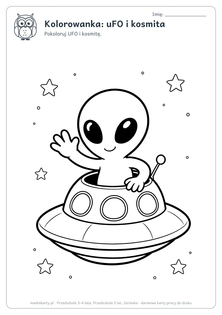 Podgląd karty: Kolorowanka: uFO i kosmita