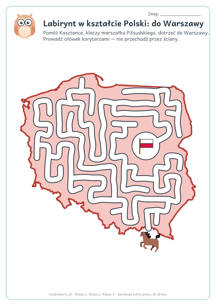 Podgląd karty: Labirynt w kształcie Polski: do Warszawy