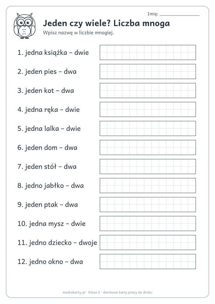 Podgląd karty: Jeden czy wiele? Liczba mnoga