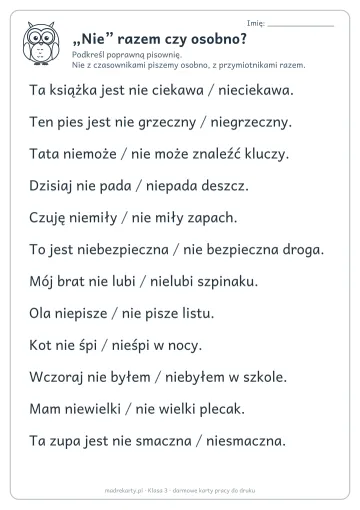 Karta pracy: „Nie” razem czy osobno?