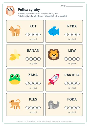 Karta pracy: Policz sylaby