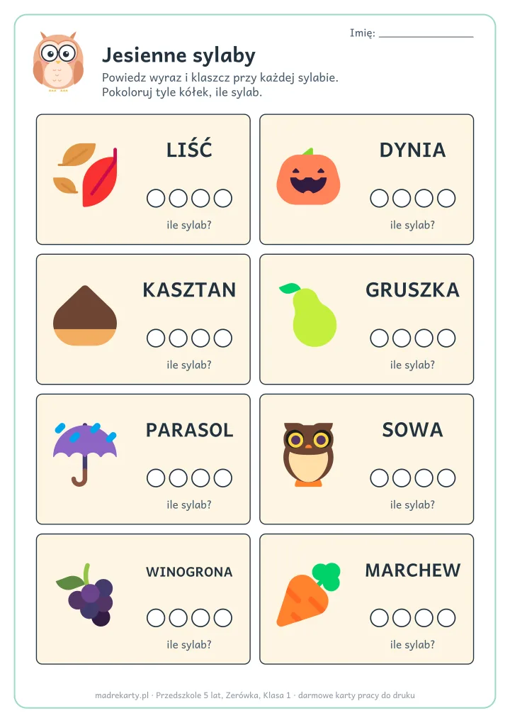 Podgląd karty: Jesienne sylaby